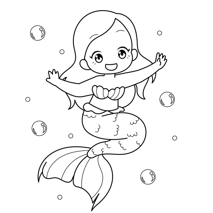 Vetor grátis ilustração de contorno de sereia desenhada de mão