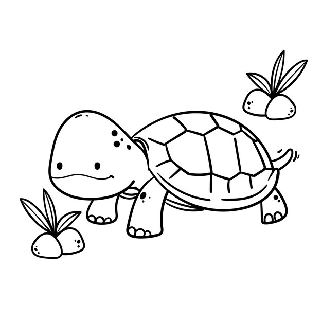 Ilustração de contorno de tartaruga desenhada à mão
