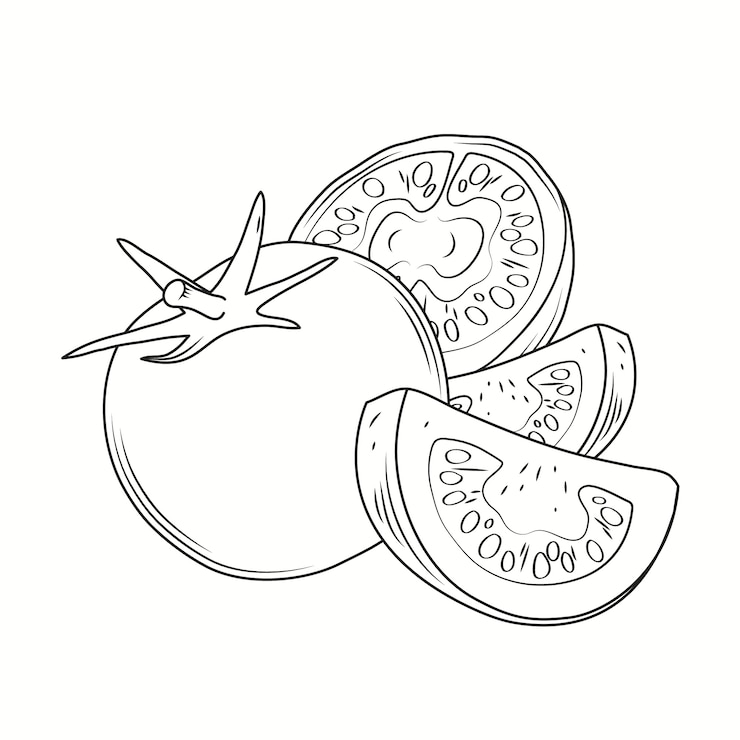 Vetor grátis ilustração de contorno de tomate desenhada à mão