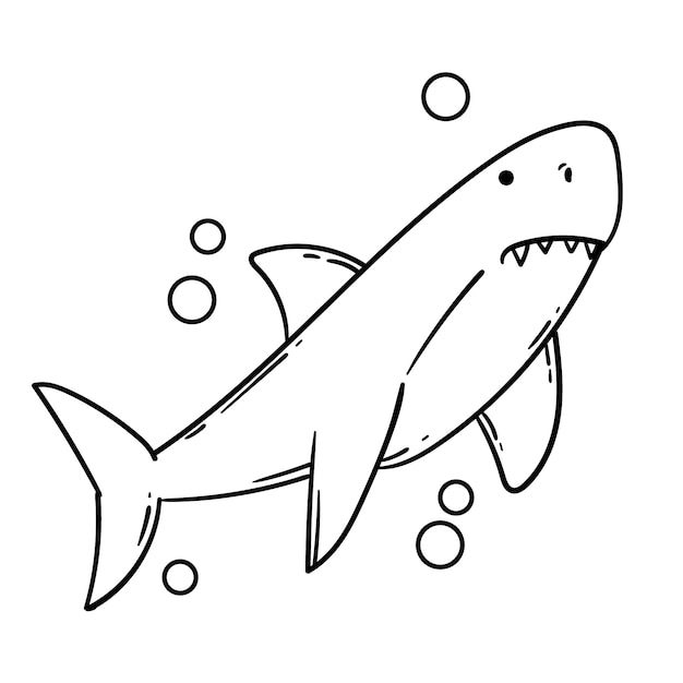 Ilustração de contorno de tubarão desenhada à mão