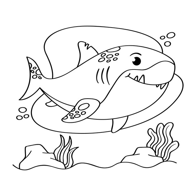 Ilustração de contorno de tubarão desenhada à mão