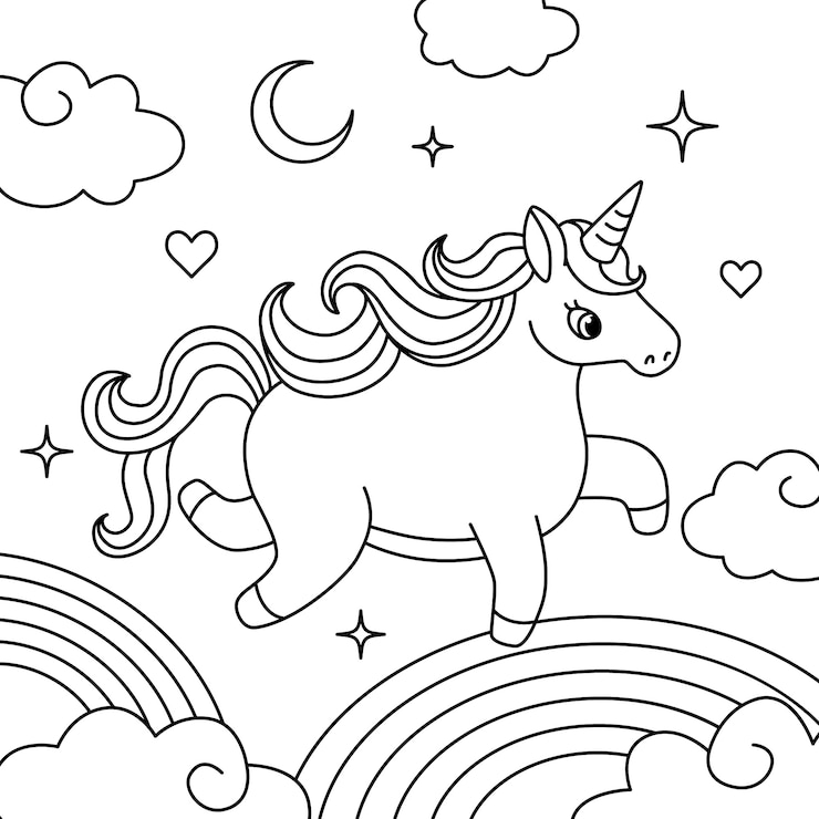 Vetor grátis ilustração de contorno de unicórnio desenhado à mão