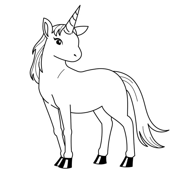 Ilustração de contorno de unicórnio desenhado à mão