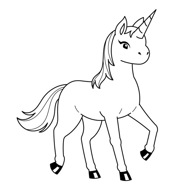 Ilustração de contorno de unicórnio desenhado à mão