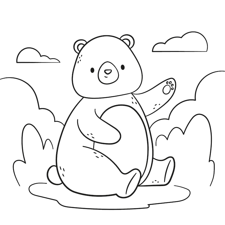 Vetor grátis ilustração de contorno de urso desenhado à mão