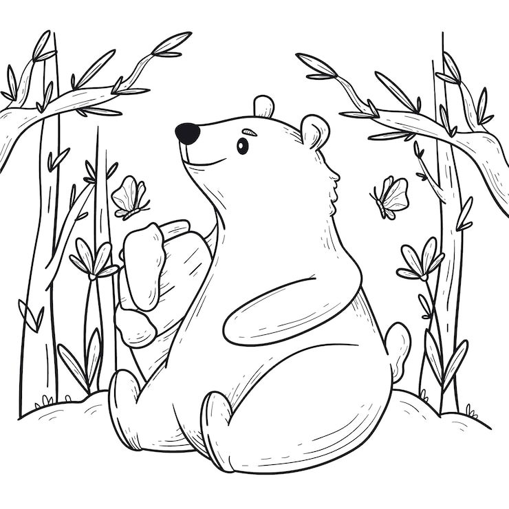 Vetor grátis ilustração de contorno de urso desenhado à mão