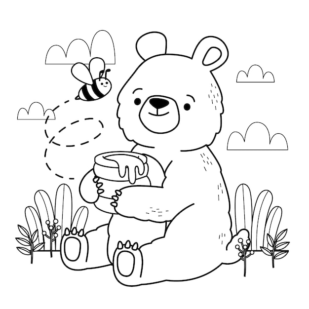 Ilustração de contorno de urso desenhado à mão