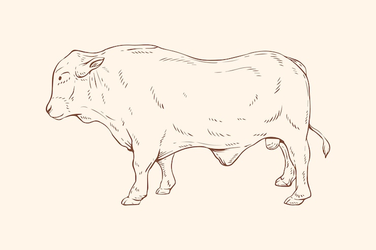 Vetor grátis ilustração de contorno de vaca desenhada à mão