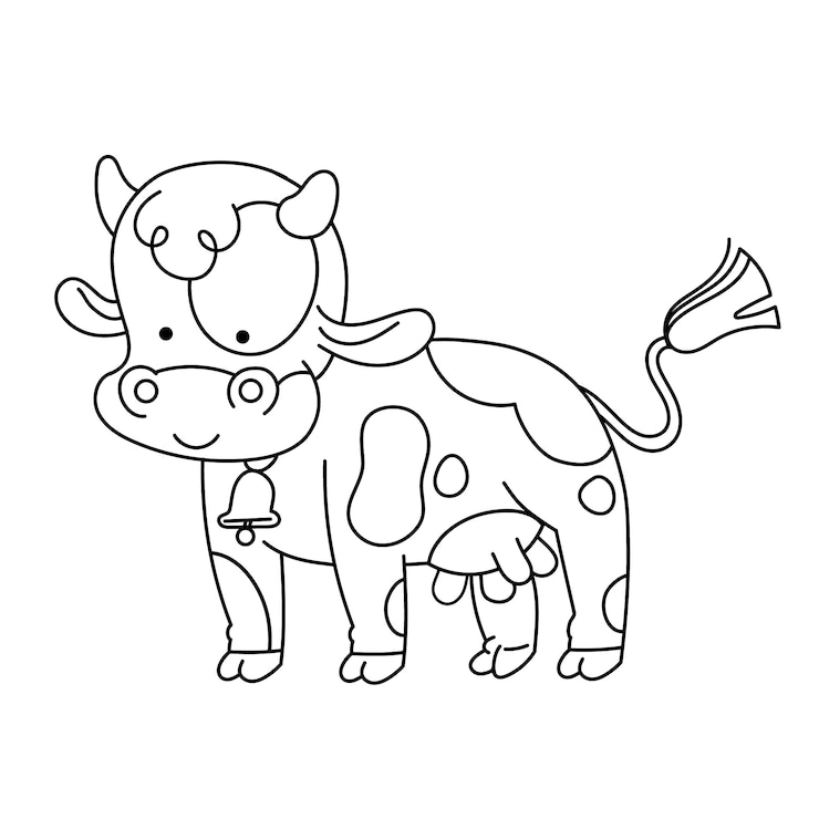 Vetor grátis ilustração de contorno de vaca desenhada à mão