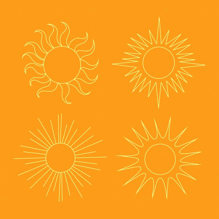 Vetor grátis ilustração de contorno do sol desenhada à mão