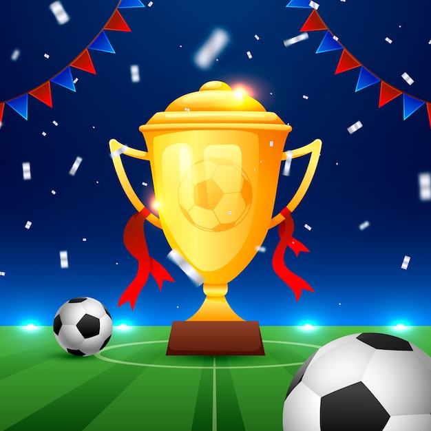 Vetor grátis ilustração de copa de campeão de futebol gradiente