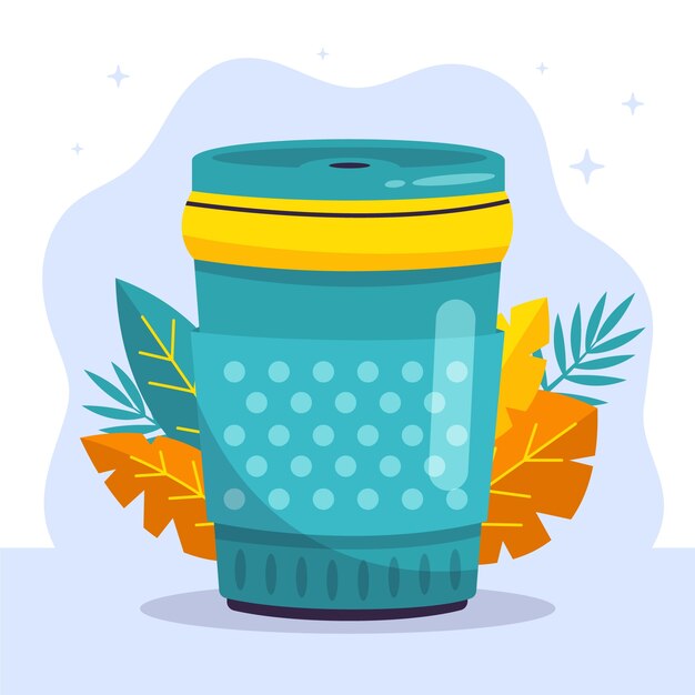Ilustração de copo ecológico de design plano