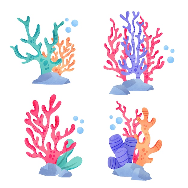 Vetor grátis ilustração de coral de desenhos animados desenhados à mão