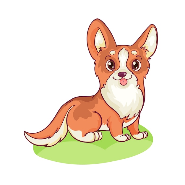 Vetor grátis ilustração de corgi de desenho animado desenhada à mão