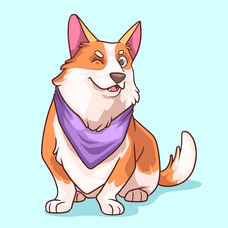 Vetor grátis ilustração de corgi de desenho animado desenhada à mão
