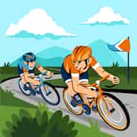 Vetor grátis ilustração de corrida de bicicleta desenhada de mão