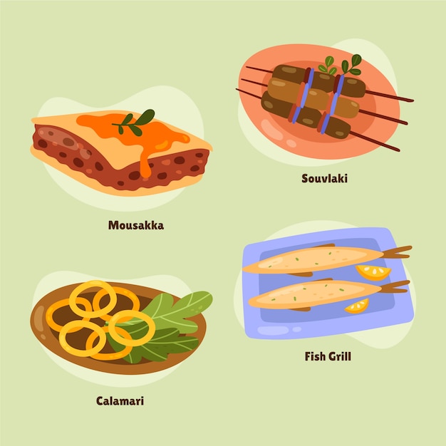 Vetor grátis ilustração de cozinha grega desenhada à mão