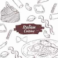 Vetor grátis ilustração de cozinha italiana desenhada à mão