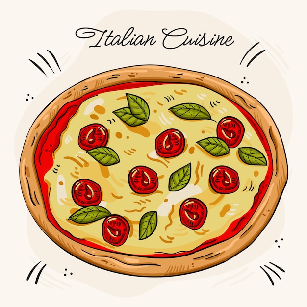 Ilustração de cozinha italiana desenhada à mão