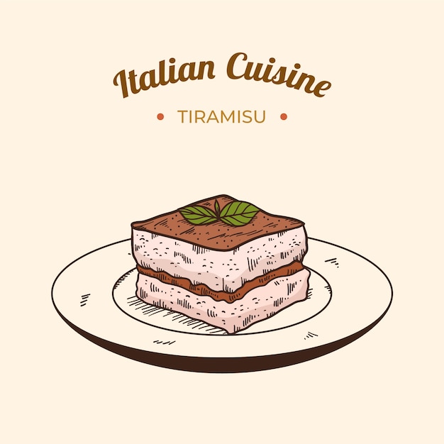 Ilustração de cozinha italiana desenhada à mão