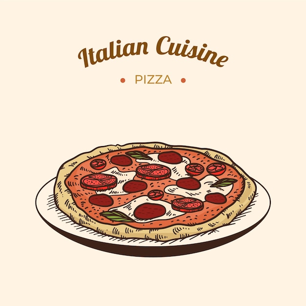 Ilustração de cozinha italiana desenhada à mão