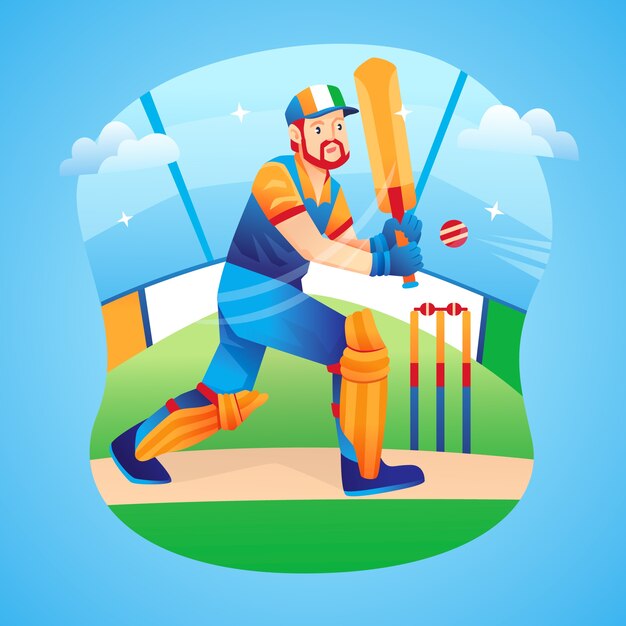 Vetor grátis ilustração de cricket ipl gradiente