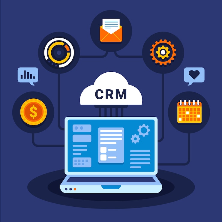 Vetor grátis ilustração de crm de design plano