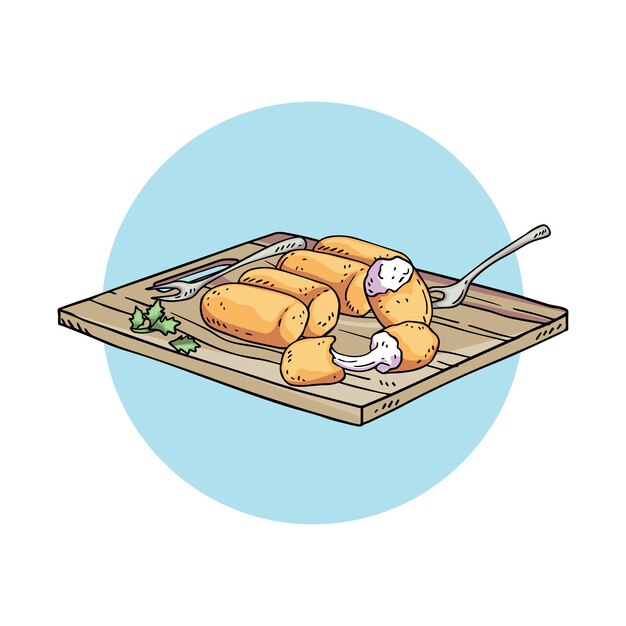 Ilustração de croquetas desenhadas à mão