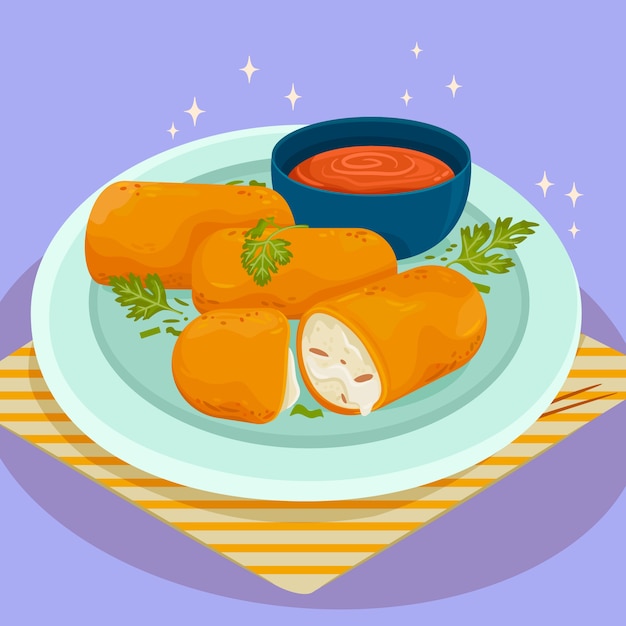 Ilustração de croquetas desenhadas à mão