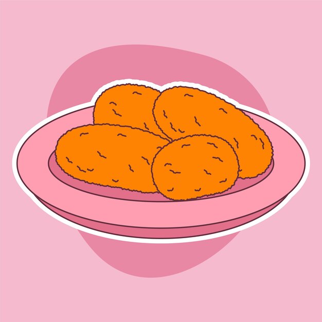 Ilustração de croquetes desenhados à mão