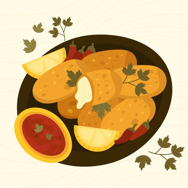 Ilustração de croquetes desenhados à mão
