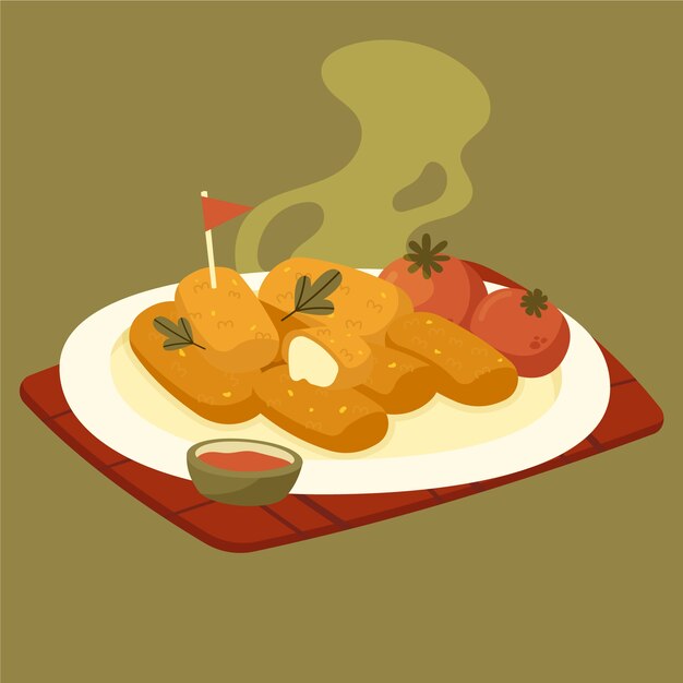 Ilustração de croquetes desenhados à mão