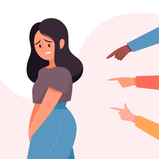 Ilustração de culpa e vergonha de design plano desenhado à mão