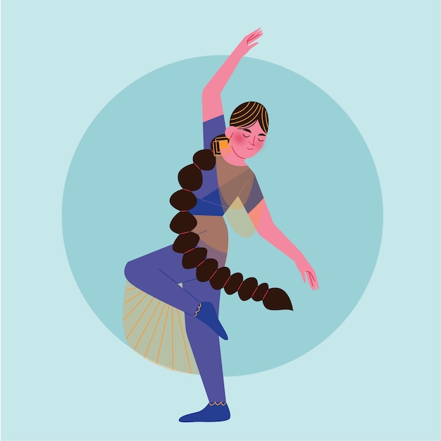 Vetor grátis ilustração de dança bharatanatyam desenhada à mão