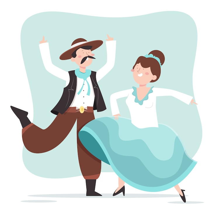 Vetor grátis ilustração de dança gaúcha desenhada à mão