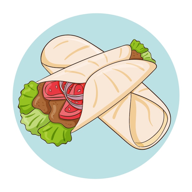 Vetor grátis ilustração de deliciosa shawarma desenhada à mão