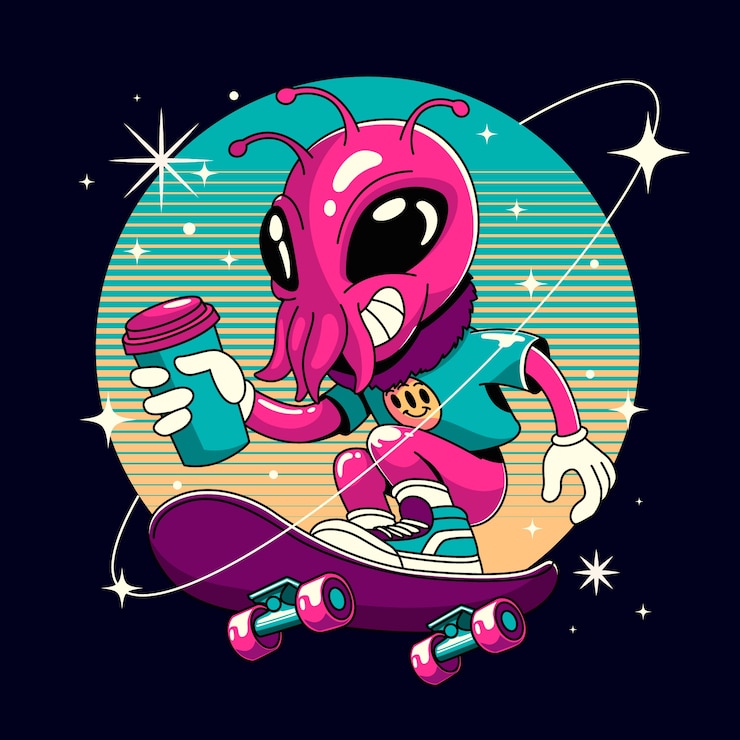 Vetor grátis ilustração de desenho alienígena desenhada à mão