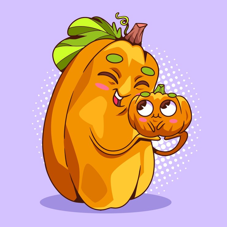 Vetor grátis ilustração de desenho animado de abóbora desenhada de mão