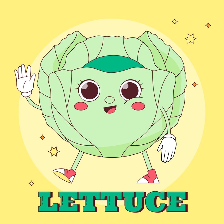 Vetor grátis ilustração de desenho animado de alface desenhada à mão