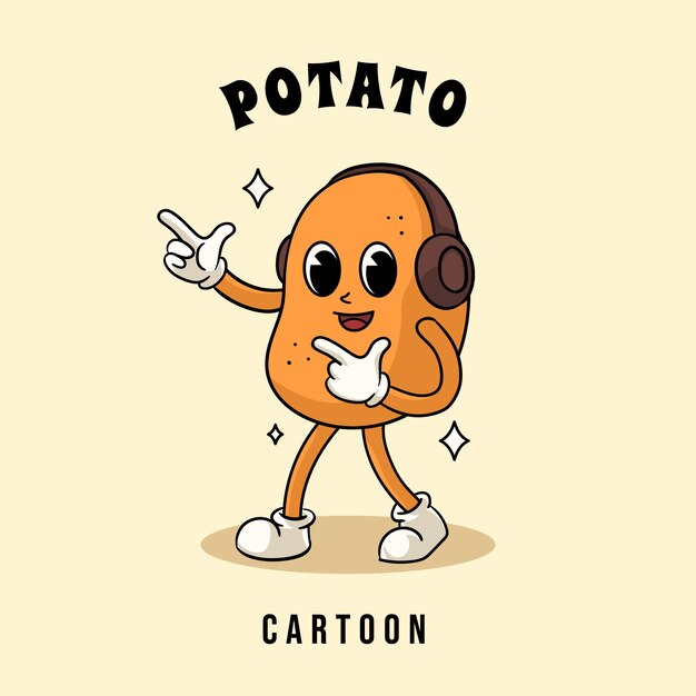 Ilustração de desenho animado de batata desenhada à mão