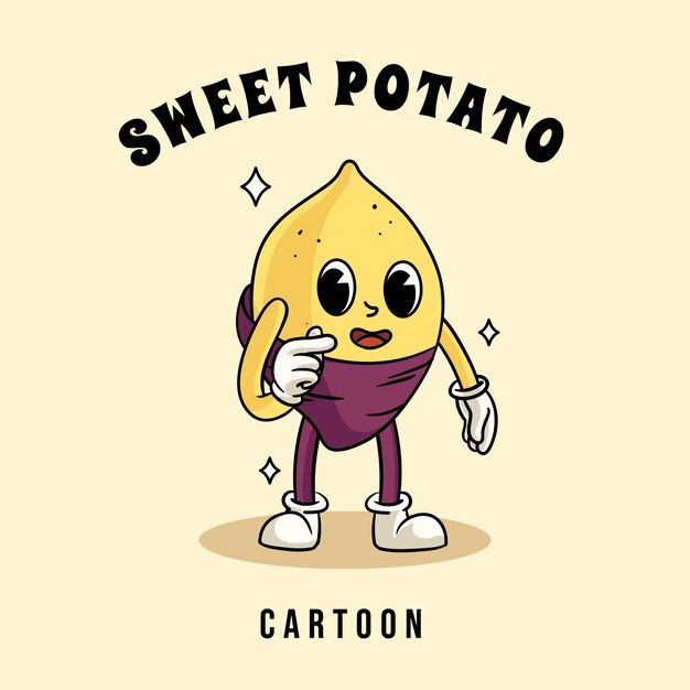 Ilustração de desenho animado de batata-doce desenhada à mão