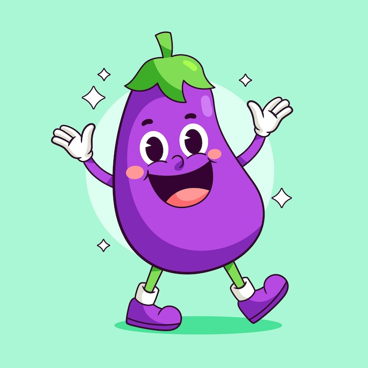 Vetor grátis ilustração de desenho animado de berinjela desenhada à mão
