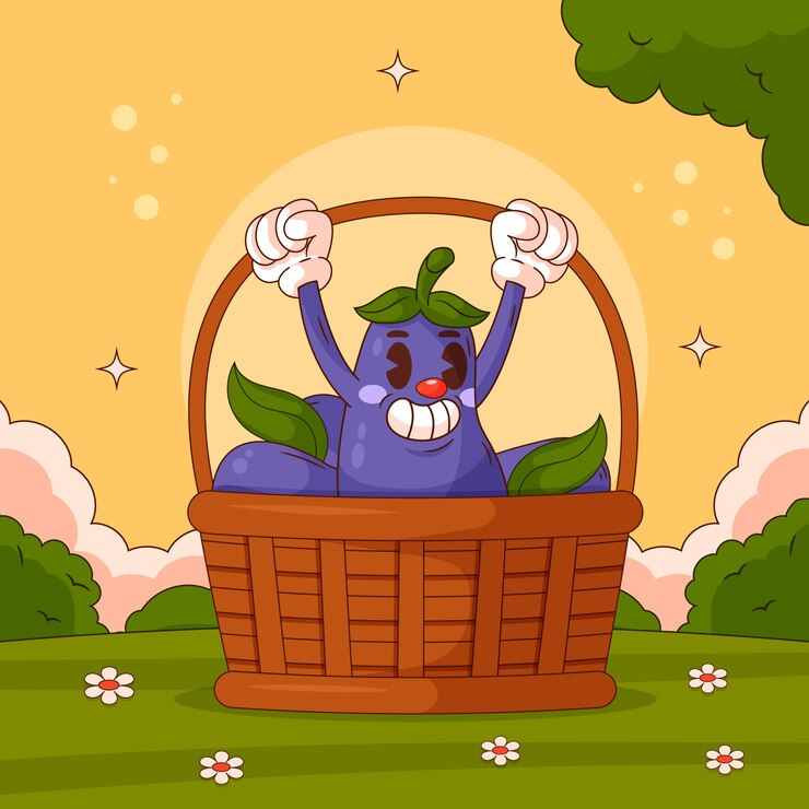 Vetor grátis ilustração de desenho animado de berinjela desenhada à mão