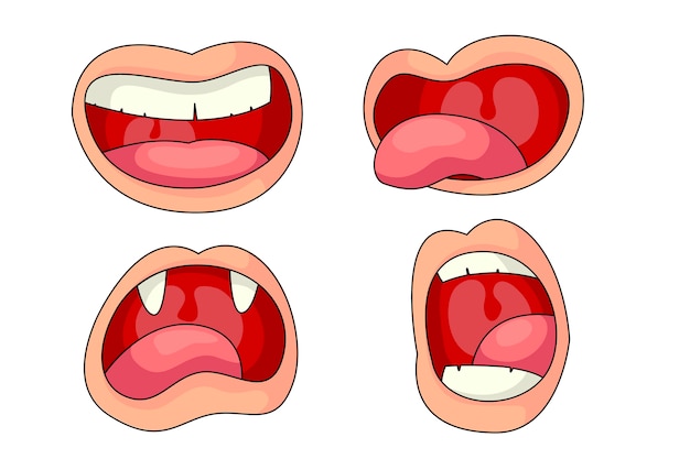 Ilustração de desenho animado de boca aberta desenhada à mão