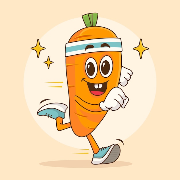 Ilustração de desenho animado de cenoura desenhada à mão