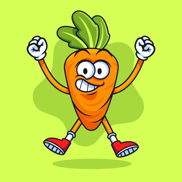 Ilustração de desenho animado de cenoura desenhada à mão