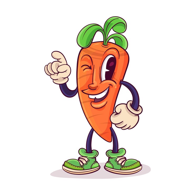 Vetor grátis ilustração de desenho animado de cenoura desenhada à mão