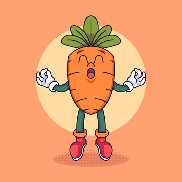 Ilustração de desenho animado de cenoura desenhada à mão