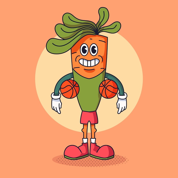 Vetor grátis ilustração de desenho animado de cenoura desenhada à mão