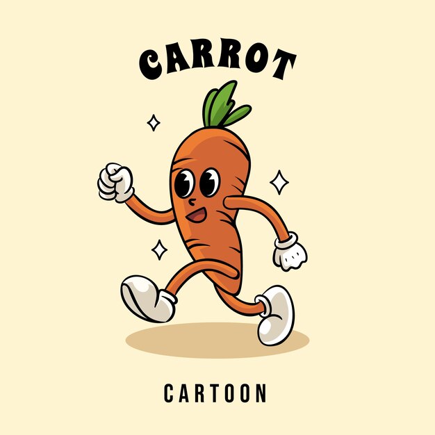 Ilustração de desenho animado de cenoura desenhada à mão